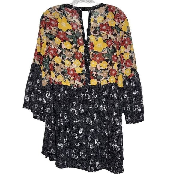 Suzanne Betro Floral Boho Tunic Bell Sleeves Blouse Top Size 1X - Picture 6 of 9